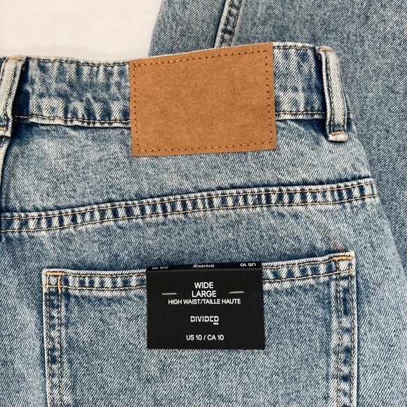 New H&M Jeans Wide Large High Waist Loose Size 10 Medium Wash 5 Pocket NWT - Picture 4 of 5